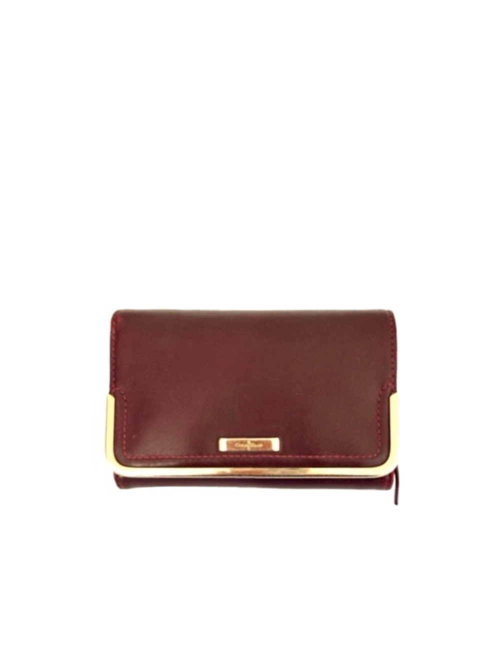 Cole Haan Bi-fold Wallet Leather Pockets for everything Oxblood Red Brown Gold